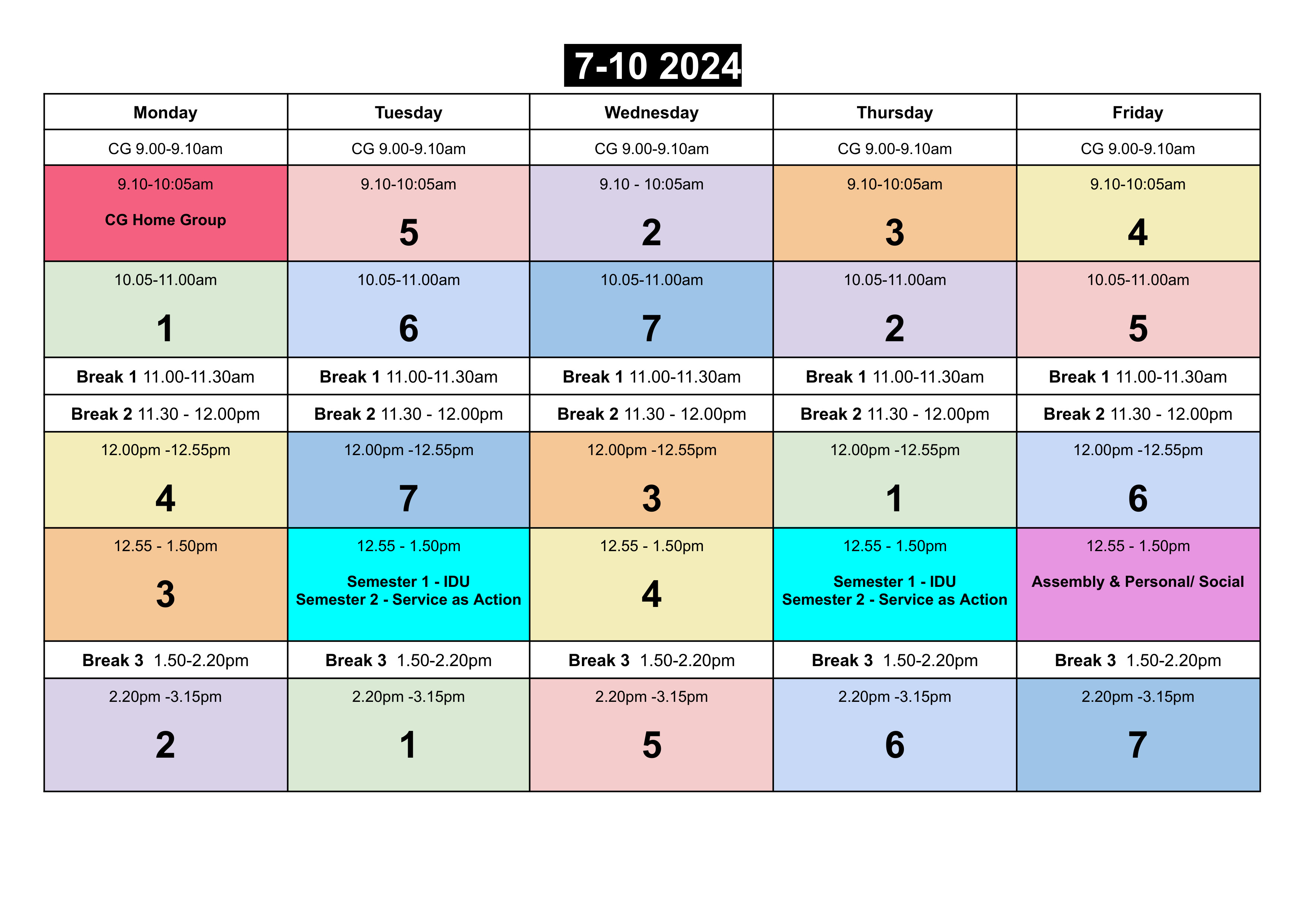 7-10 Timetable 2024